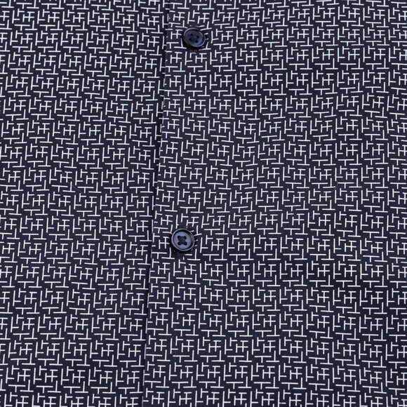 H&M Men's SMALL Black Geometric Abstract Crosshatch Print Button Up LS Shirt - Picture 5 of 11